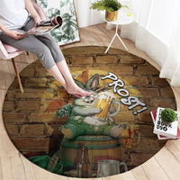 Oktoberfest Wolpertinger Round Carpet Prost Beer Horned Rabbit Pretzel Barrel