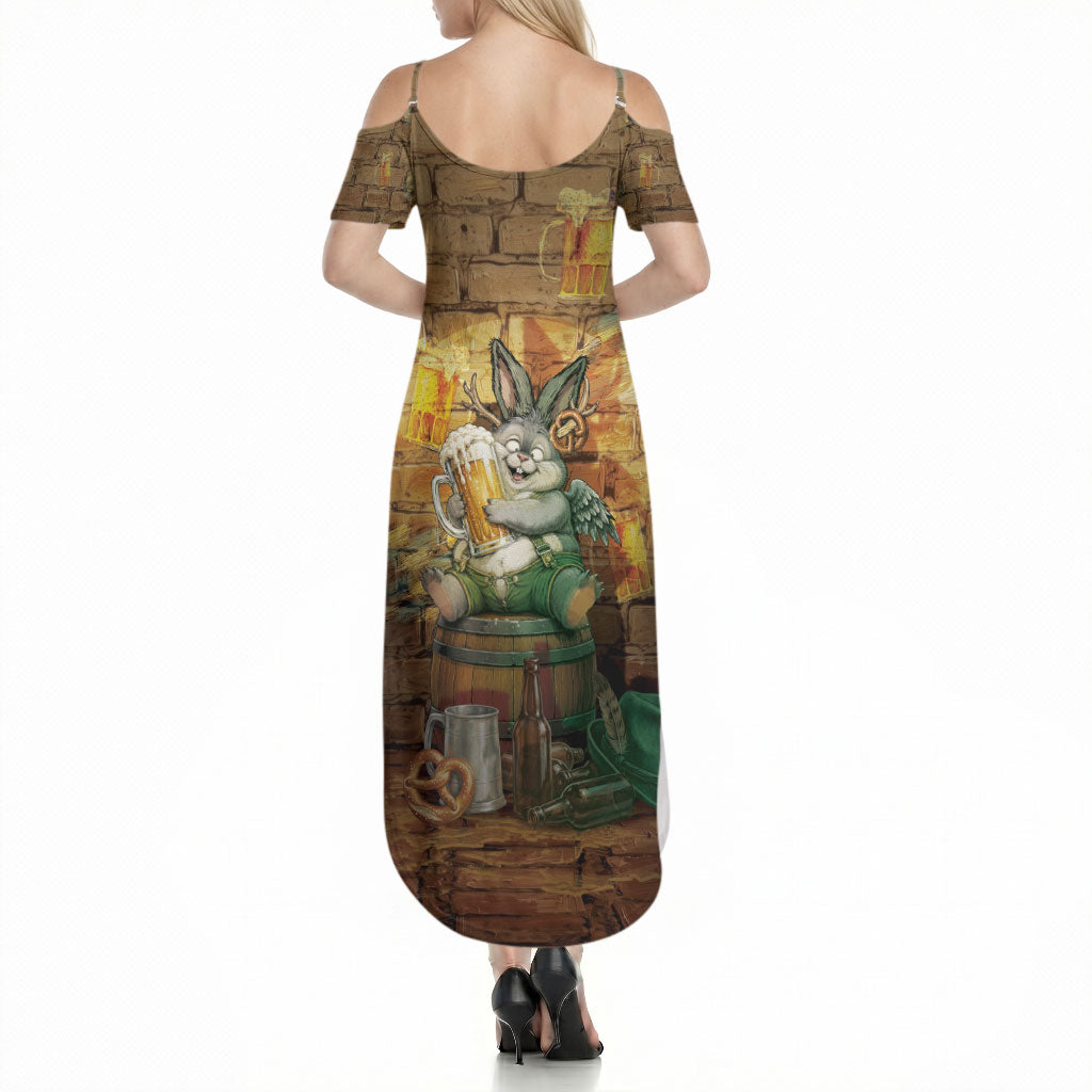 Oktoberfest Wolpertinger Summer Maxi Dress Prost Beer Horned Rabbit Pretzel Barrel