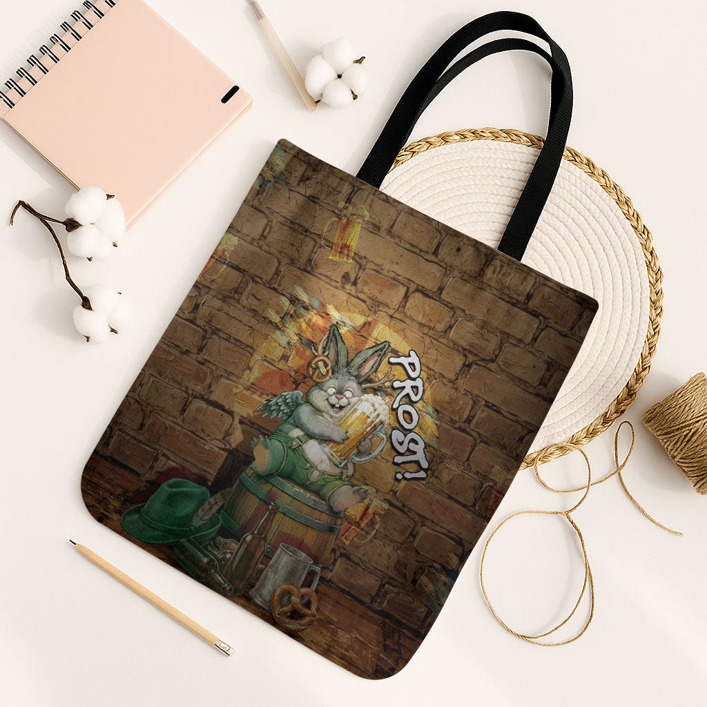 Oktoberfest Wolpertinger Tote Bag Prost Beer Horned Rabbit Pretzel Barrel