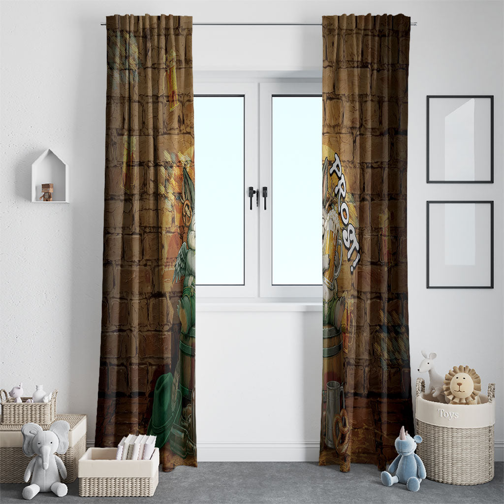 Oktoberfest Wolpertinger Window Curtain Prost Beer Horned Rabbit Pretzel Barrel