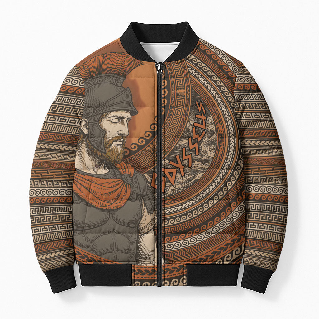 Ancient Greek Mythology Bomber Puffer Jacket Odysseus King Of Ithaca