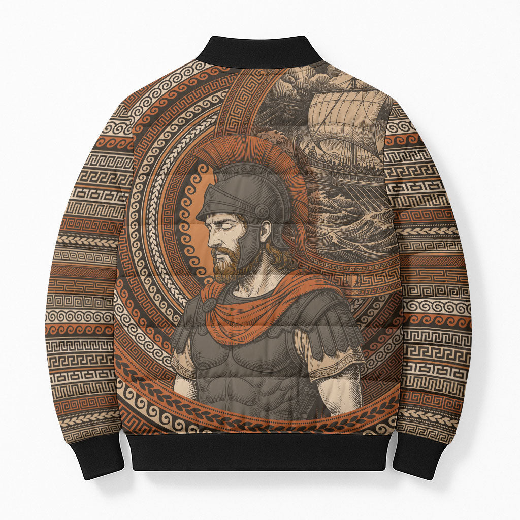 Ancient Greek Mythology Bomber Puffer Jacket Odysseus King Of Ithaca