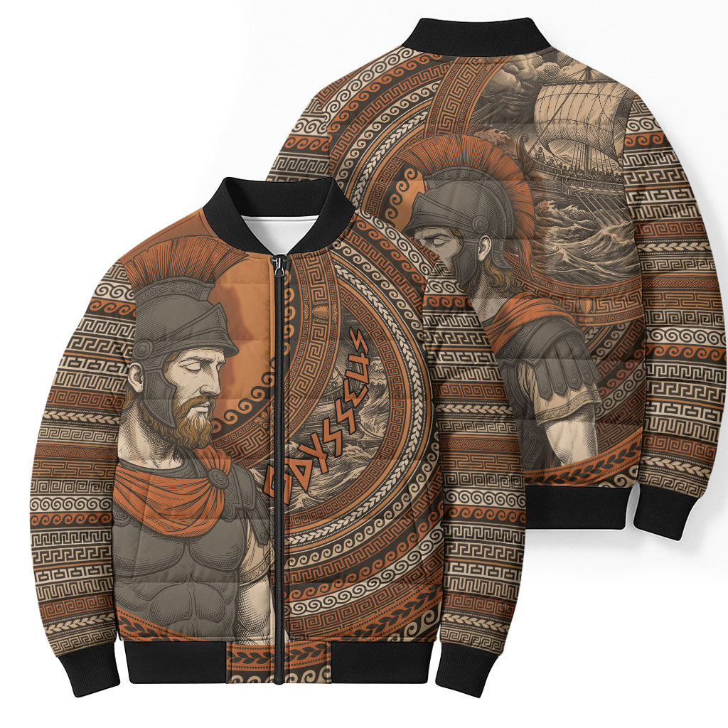 Ancient Greek Mythology Bomber Puffer Jacket Odysseus King Of Ithaca