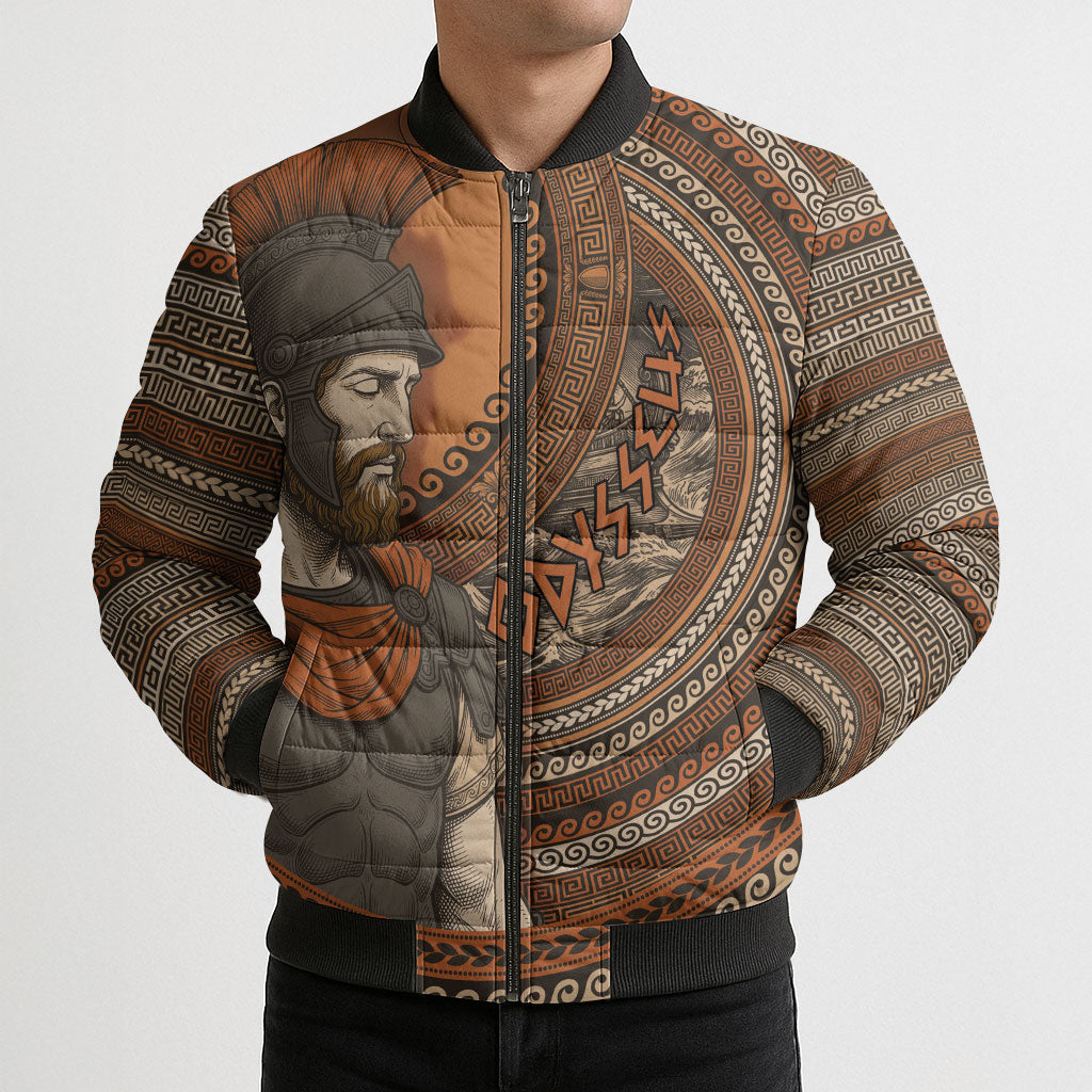 Ancient Greek Mythology Bomber Puffer Jacket Odysseus King Of Ithaca