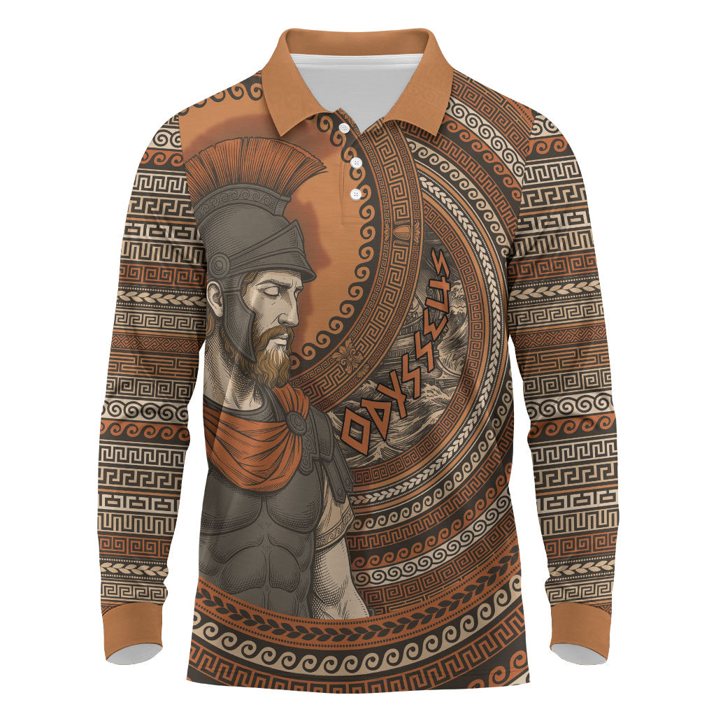 Ancient Greek Mythology Long Sleeve Polo Shirt Odysseus King Of Ithaca