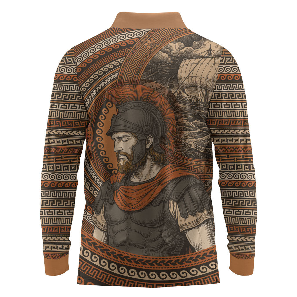 Ancient Greek Mythology Long Sleeve Polo Shirt Odysseus King Of Ithaca
