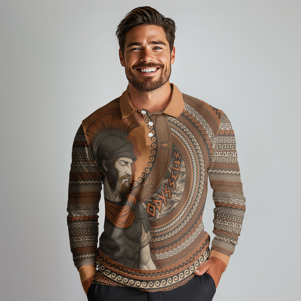 Ancient Greek Mythology Long Sleeve Polo Shirt Odysseus King Of Ithaca