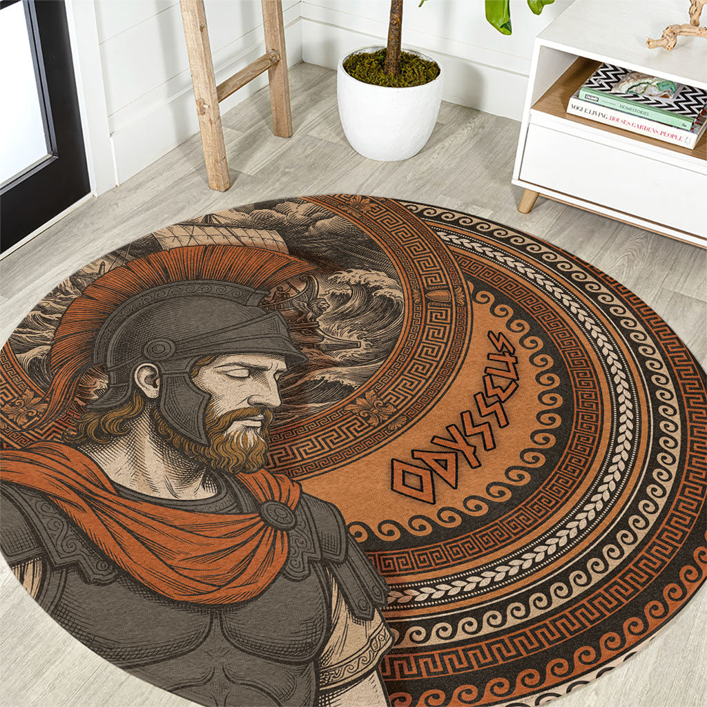 Ancient Greek Mythology Round Carpet Odysseus King Of Ithaca