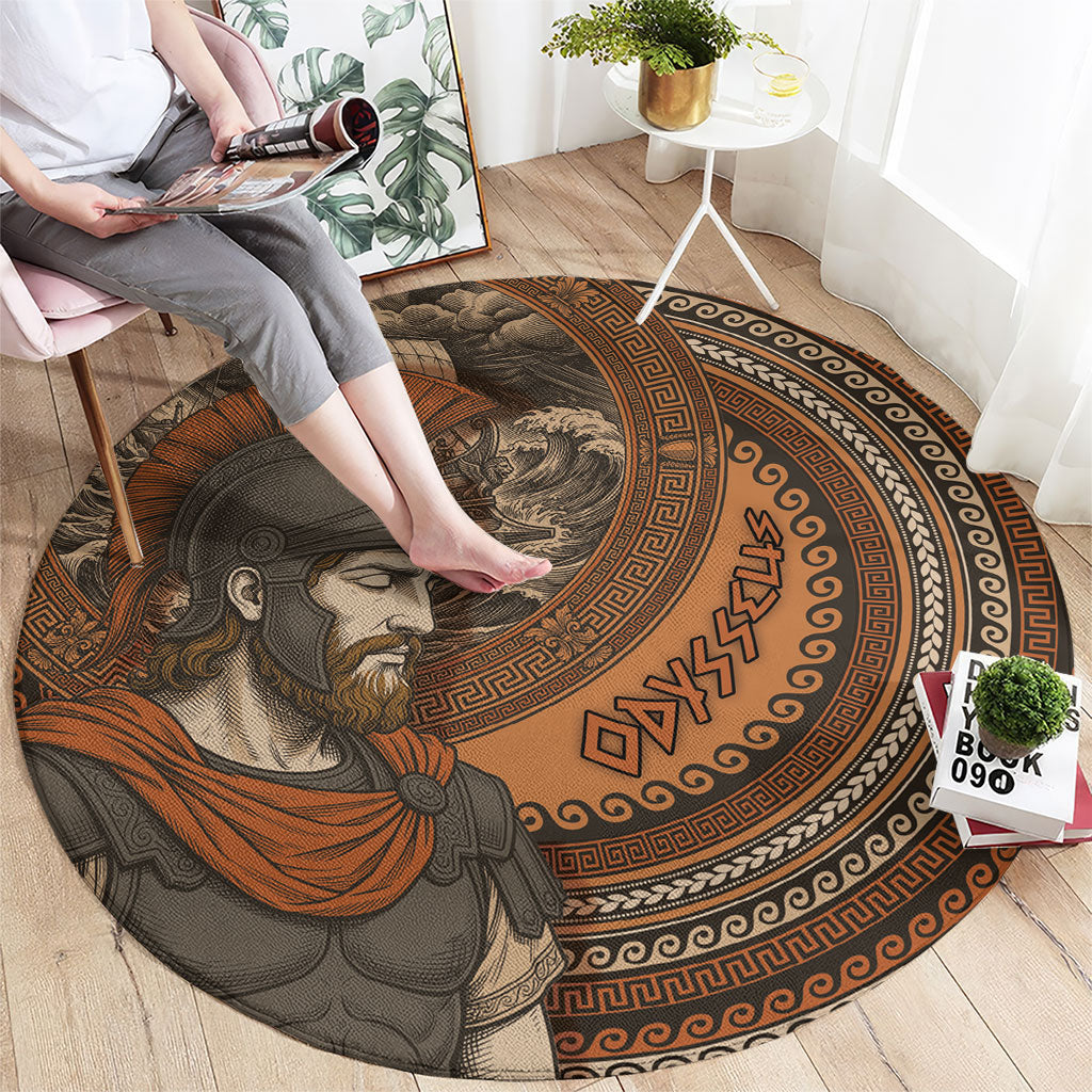 Ancient Greek Mythology Round Carpet Odysseus King Of Ithaca