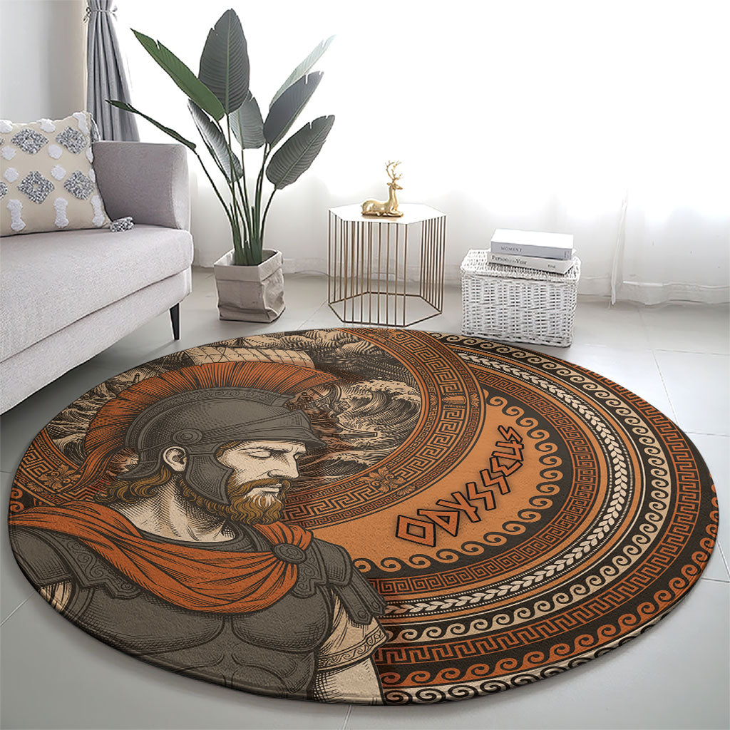 Ancient Greek Mythology Round Carpet Odysseus King Of Ithaca