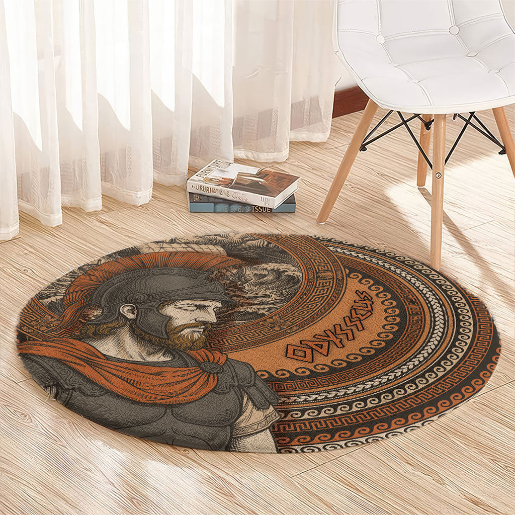 Ancient Greek Mythology Round Carpet Odysseus King Of Ithaca