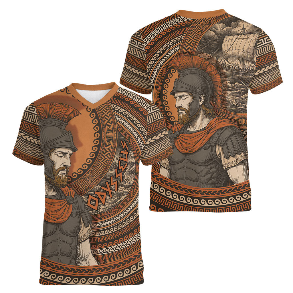 Ancient Greek Mythology Women V-Neck T-Shirt Odysseus King Of Ithaca
