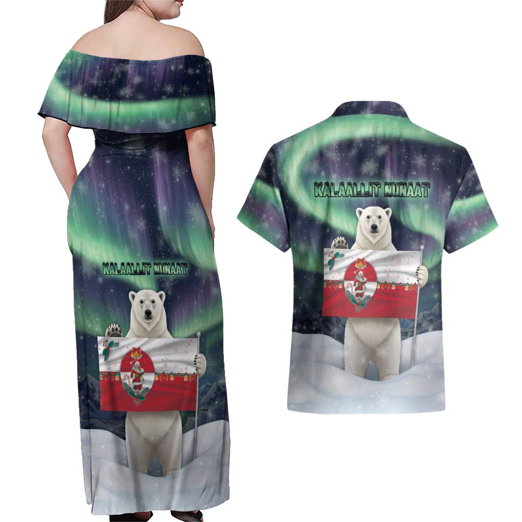 Greenland Christmas Couples Matching Off Shoulder Maxi Dress and Hawaiian Shirt Juullimi Pilluaritsi - Wonder Print Shop