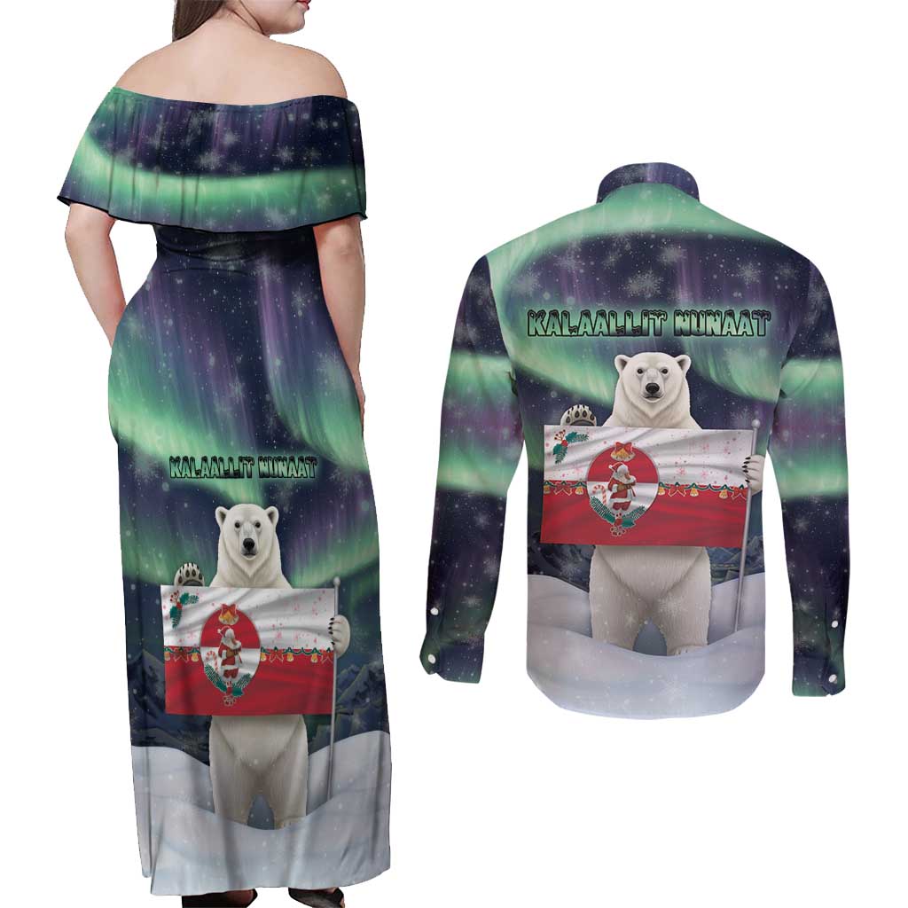 Greenland Christmas Couples Matching Off Shoulder Maxi Dress and Long Sleeve Button Shirt Juullimi Pilluaritsi - Wonder Print Shop