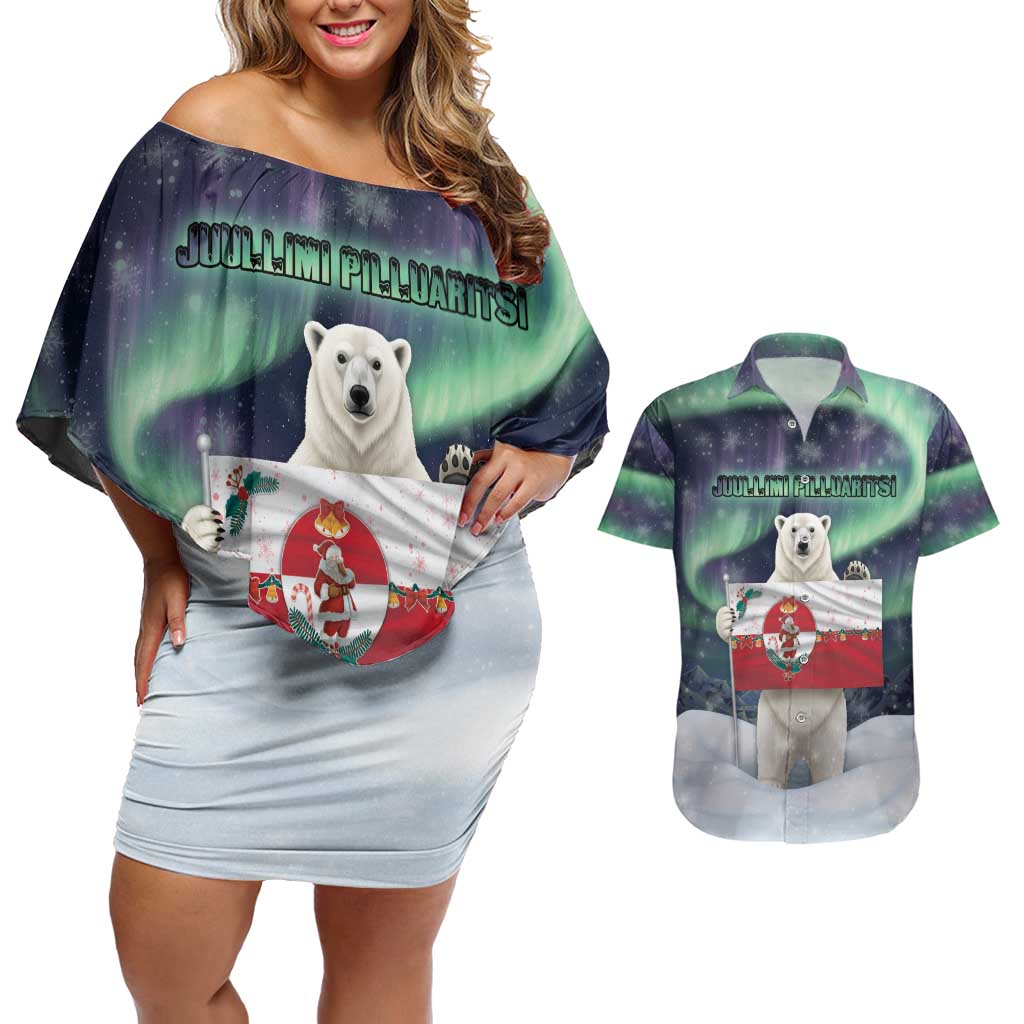 Greenland Christmas Couples Matching Off Shoulder Short Dress and Hawaiian Shirt Juullimi Pilluaritsi - Wonder Print Shop