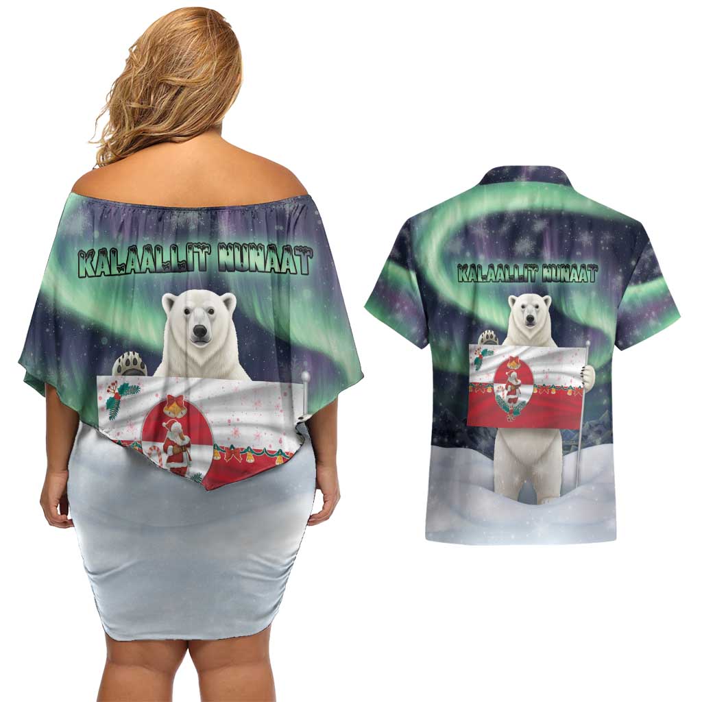 Greenland Christmas Couples Matching Off Shoulder Short Dress and Hawaiian Shirt Juullimi Pilluaritsi - Wonder Print Shop