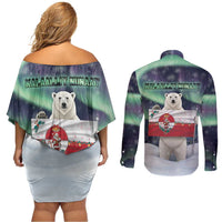 Greenland Christmas Couples Matching Off Shoulder Short Dress and Long Sleeve Button Shirt Juullimi Pilluaritsi - Wonder Print Shop