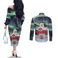 Greenland Christmas Couples Matching Off The Shoulder Long Sleeve Dress and Long Sleeve Button Shirt Juullimi Pilluaritsi - Wonder Print Shop