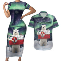 Greenland Christmas Couples Matching Short Sleeve Bodycon Dress and Hawaiian Shirt Juullimi Pilluaritsi - Wonder Print Shop