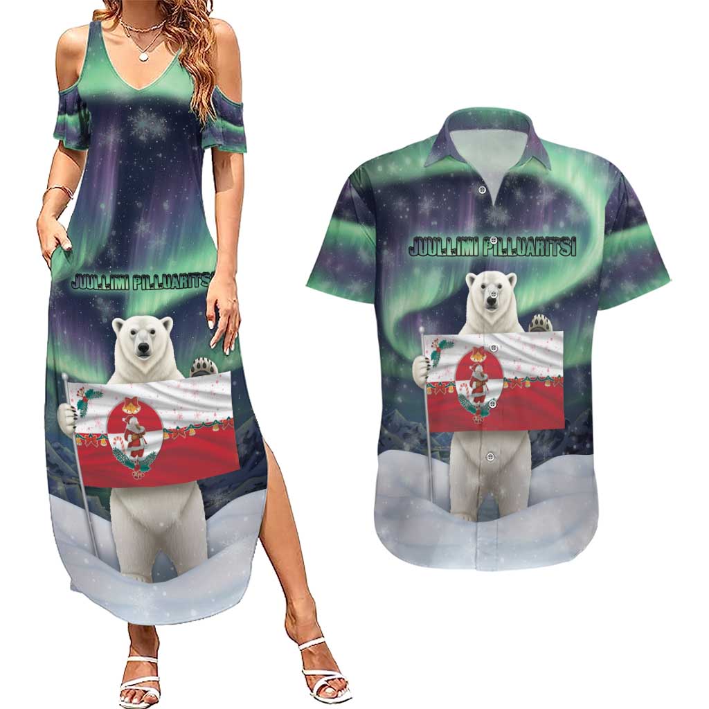 Greenland Christmas Couples Matching Summer Maxi Dress and Hawaiian Shirt Juullimi Pilluaritsi - Wonder Print Shop