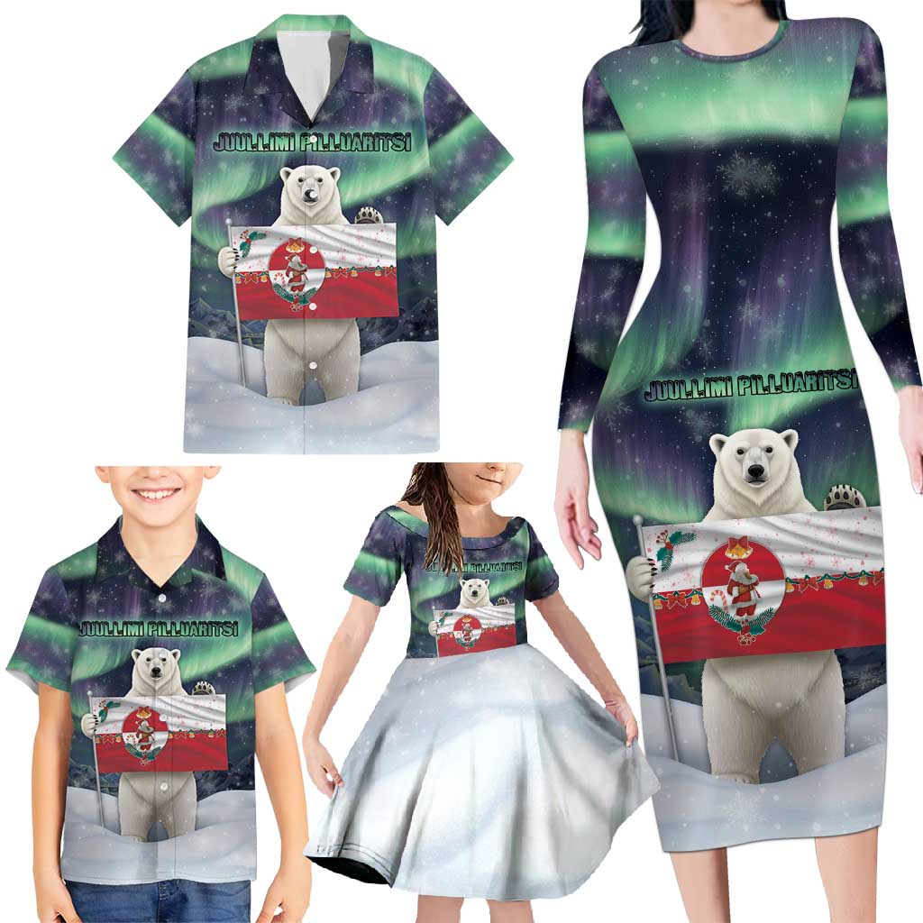 Greenland Christmas Family Matching Long Sleeve Bodycon Dress and Hawaiian Shirt Juullimi Pilluaritsi - Wonder Print Shop