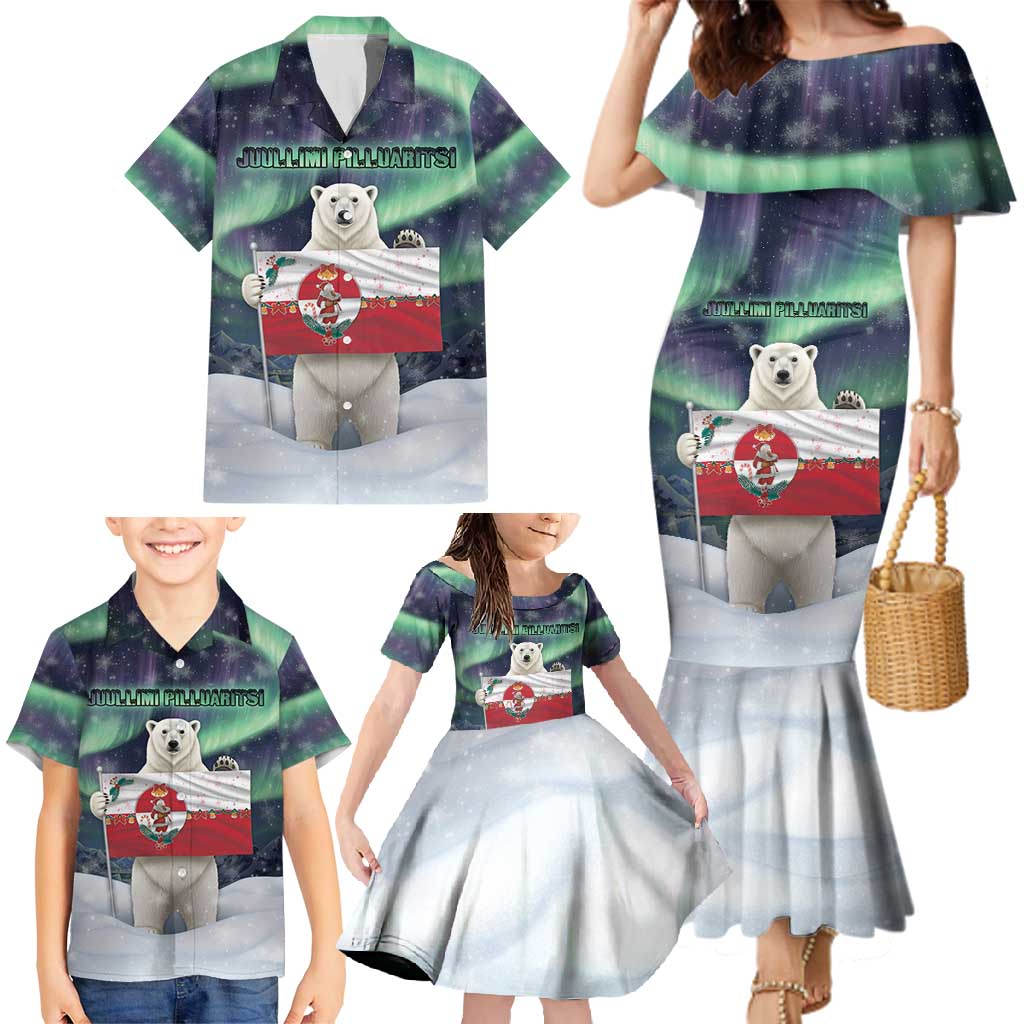 Greenland Christmas Family Matching Mermaid Dress and Hawaiian Shirt Juullimi Pilluaritsi - Wonder Print Shop