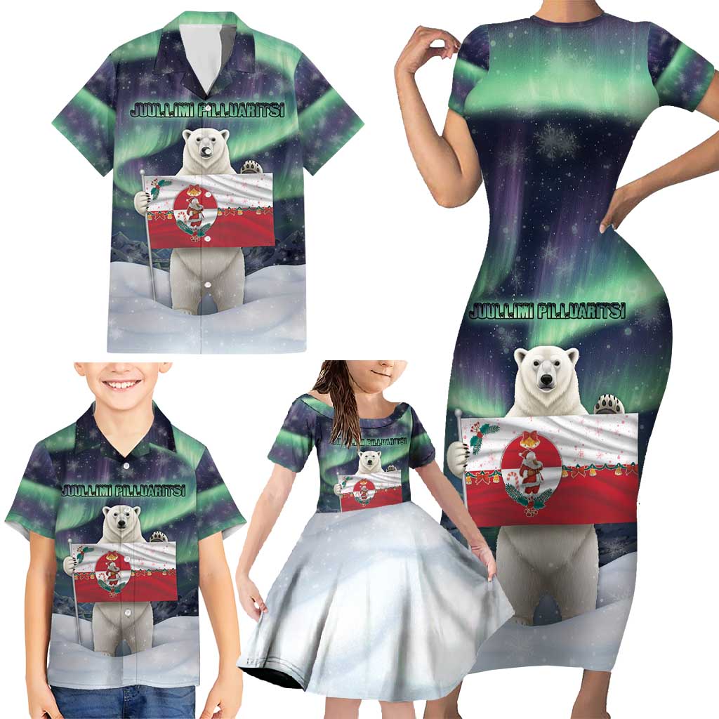 Greenland Christmas Family Matching Short Sleeve Bodycon Dress and Hawaiian Shirt Juullimi Pilluaritsi - Wonder Print Shop