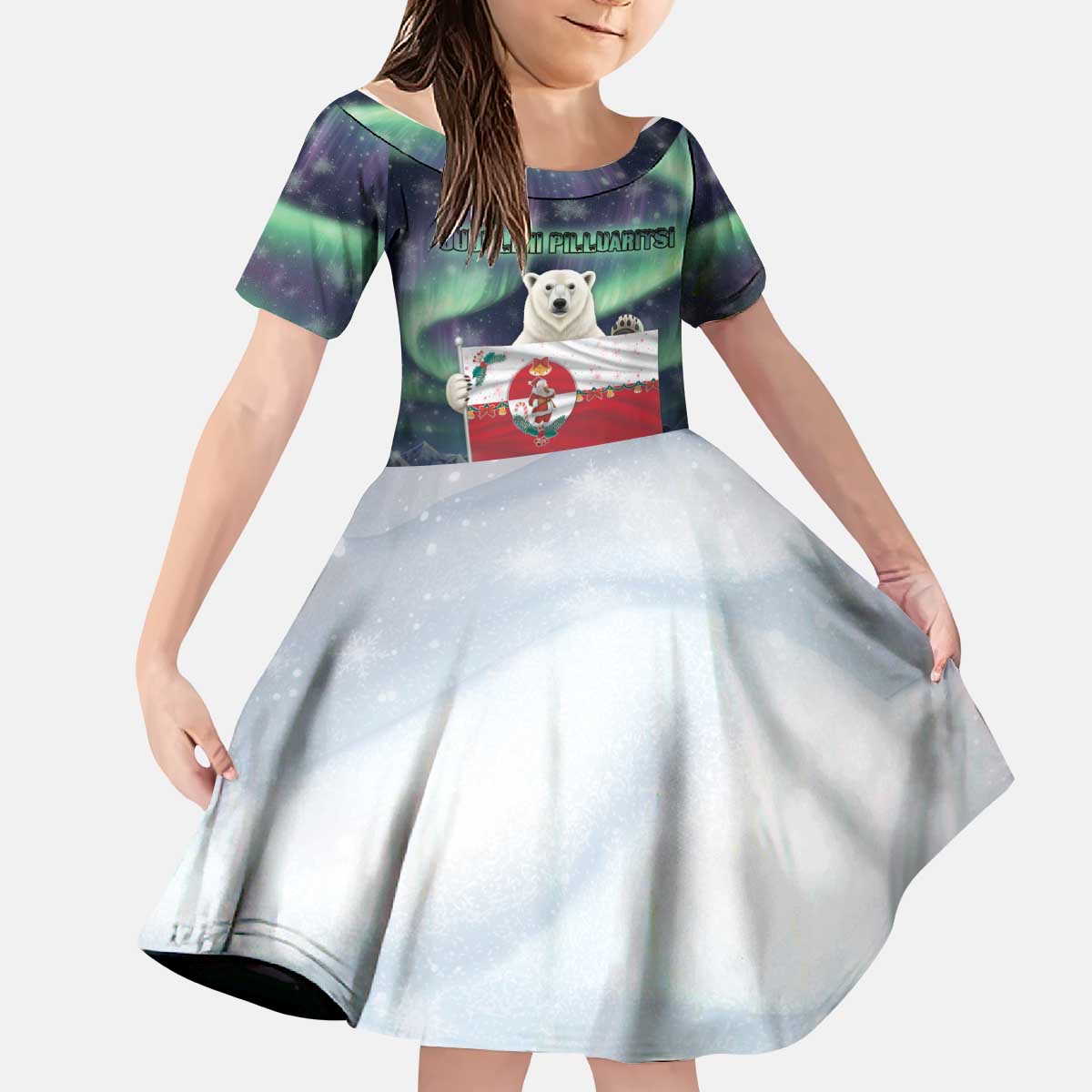 Greenland Christmas Kid Short Sleeve Dress Juullimi Pilluaritsi - Wonder Print Shop