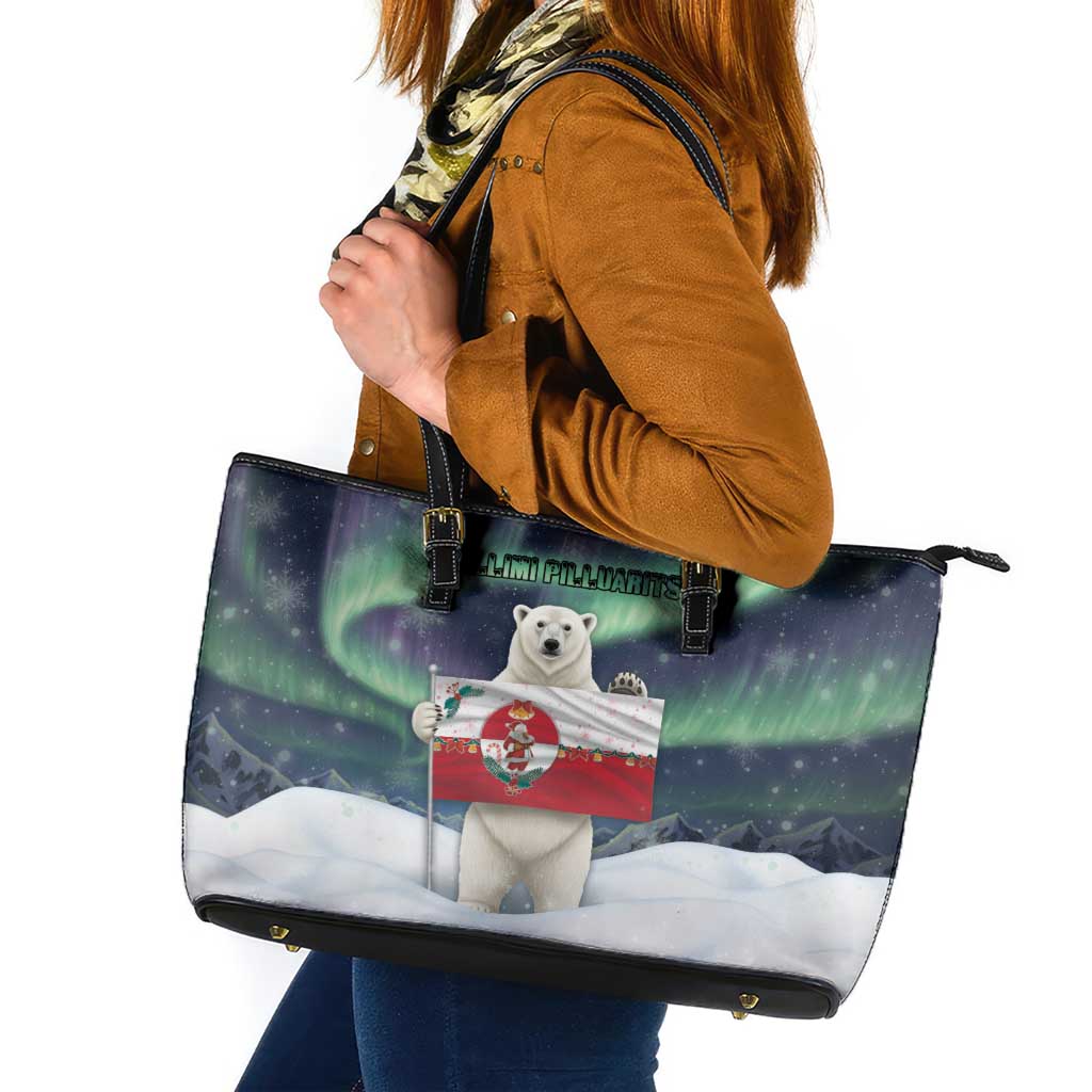 Greenland Christmas Leather Tote Bag Juullimi Pilluaritsi - Wonder Print Shop