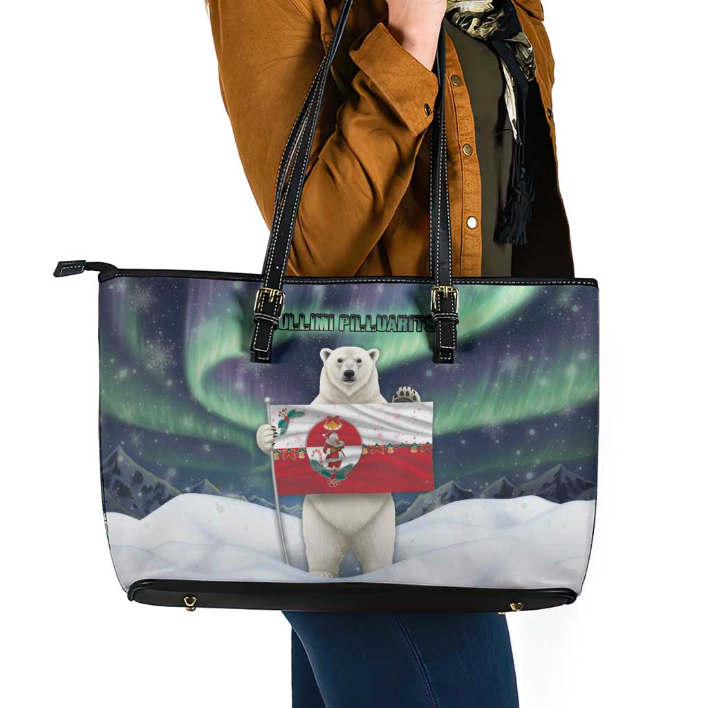 Greenland Christmas Leather Tote Bag Juullimi Pilluaritsi - Wonder Print Shop