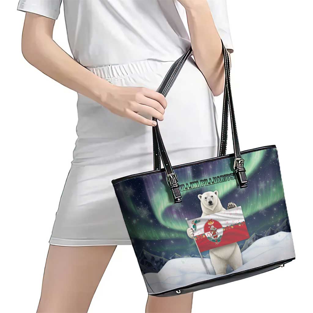 Greenland Christmas Leather Tote Bag Juullimi Pilluaritsi - Wonder Print Shop