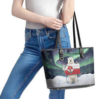 Greenland Christmas Leather Tote Bag Juullimi Pilluaritsi - Wonder Print Shop