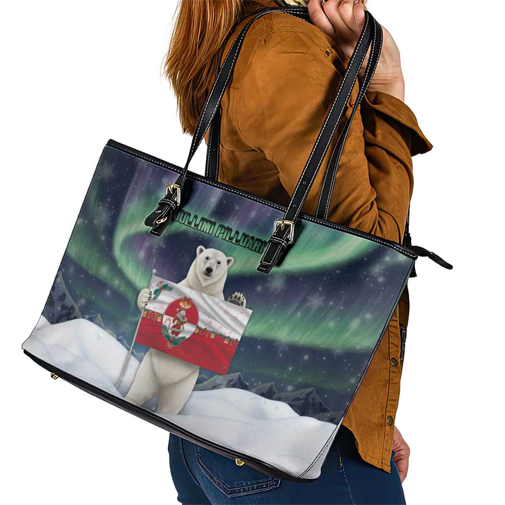 Greenland Christmas Leather Tote Bag Juullimi Pilluaritsi - Wonder Print Shop