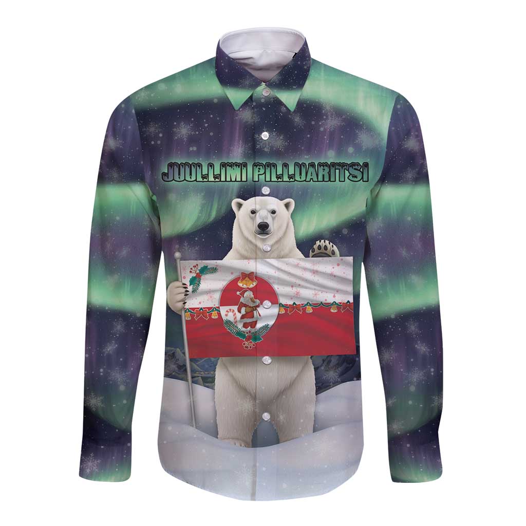 Greenland Christmas Long Sleeve Button Shirt Juullimi Pilluaritsi - Wonder Print Shop