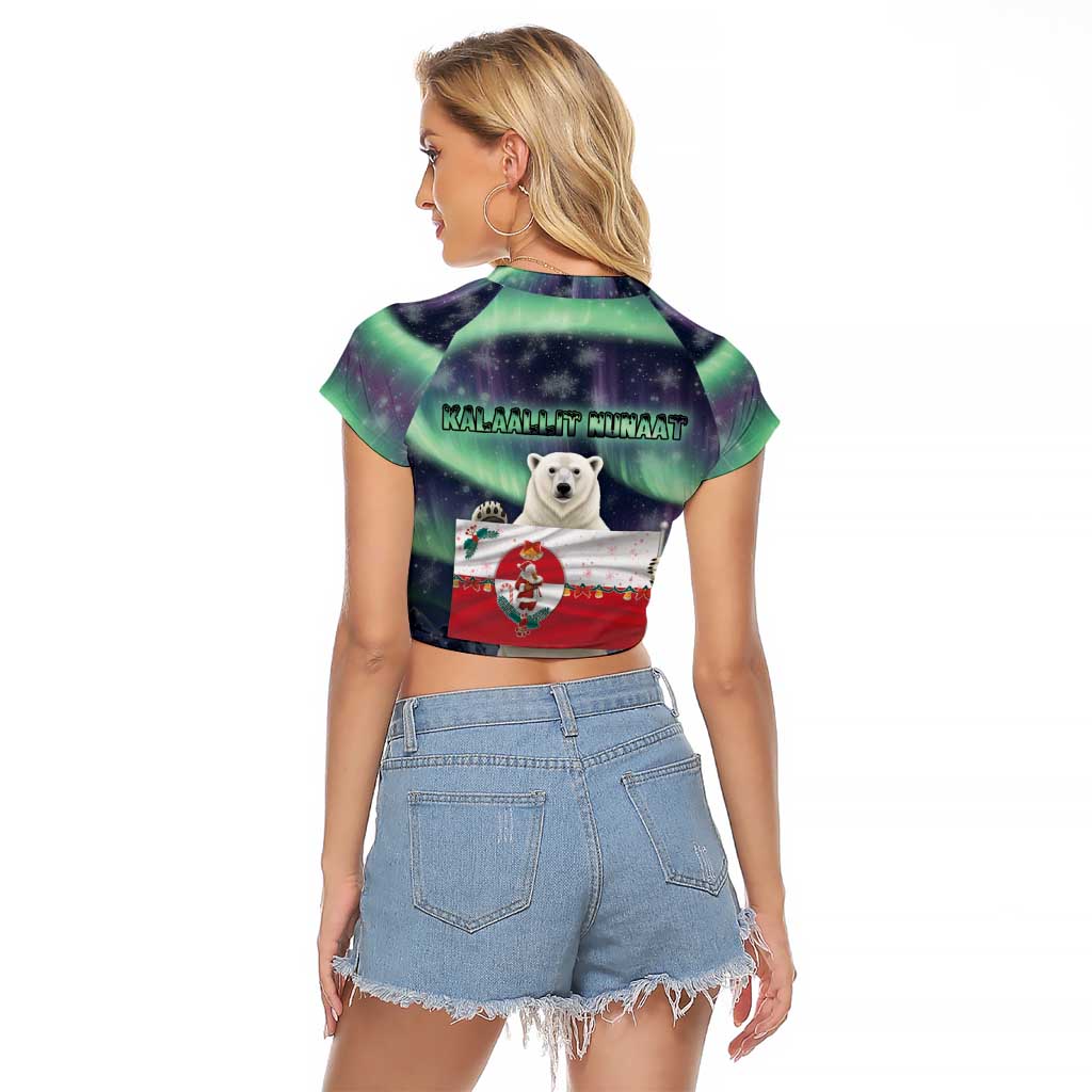 Greenland Christmas Raglan Cropped T Shirt Juullimi Pilluaritsi - Wonder Print Shop