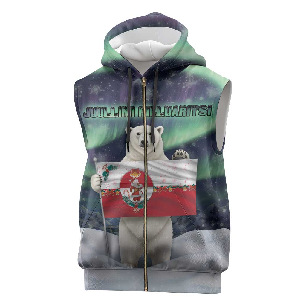 Greenland Christmas Sleeveless Zip Hoodie Juullimi Pilluaritsi - Wonder Print Shop