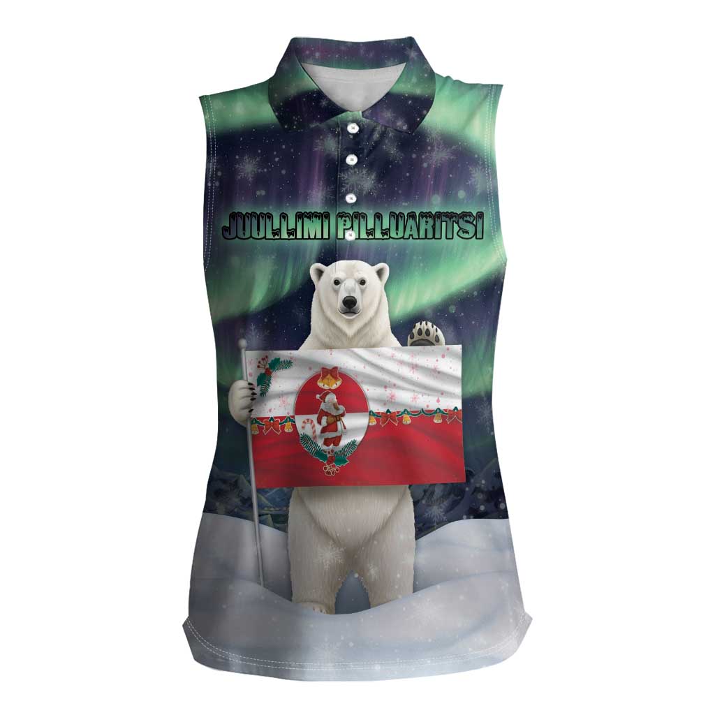 Greenland Christmas Women Sleeveless Polo Shirt Juullimi Pilluaritsi - Wonder Print Shop