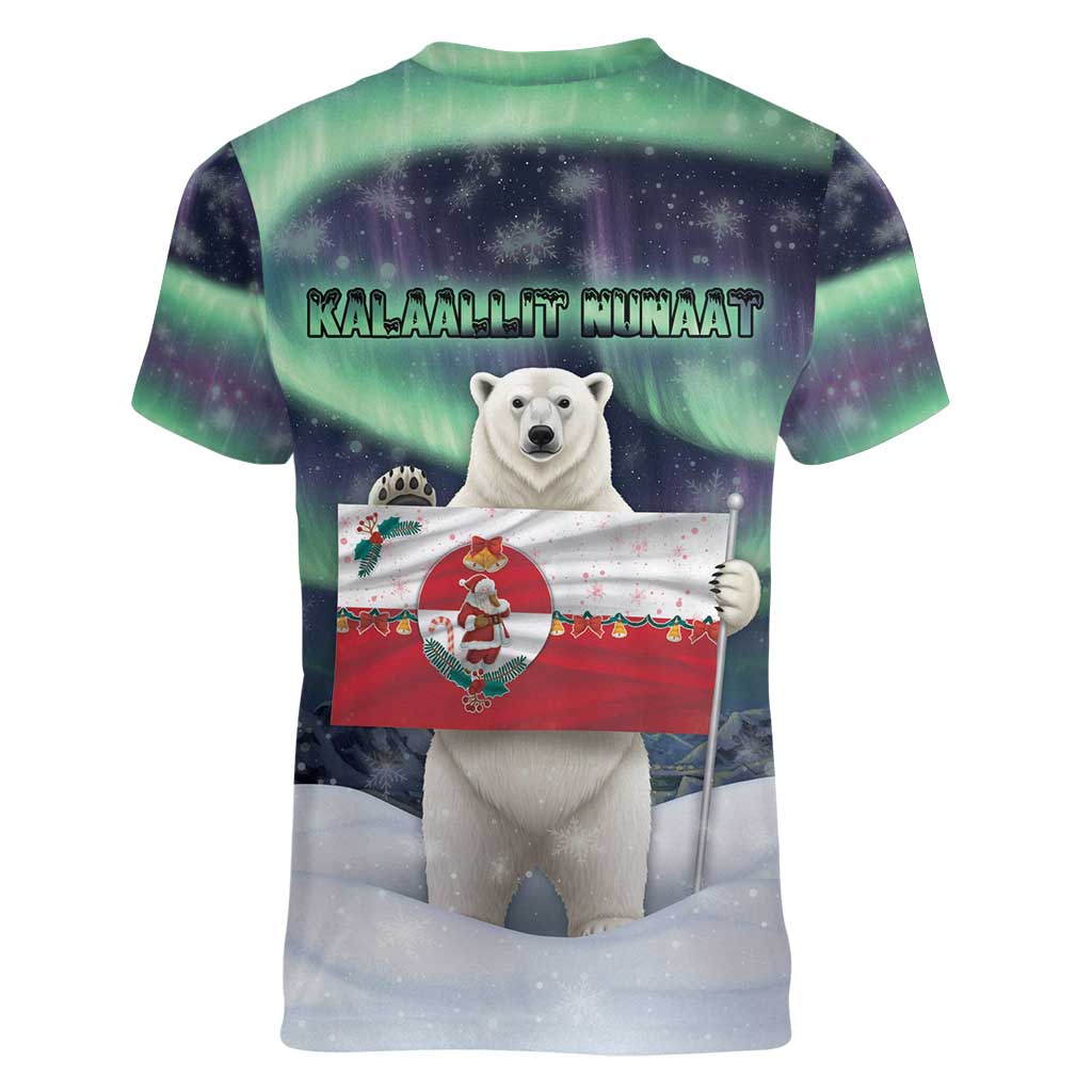 Greenland Christmas Women V-Neck T-Shirt Juullimi Pilluaritsi - Wonder Print Shop