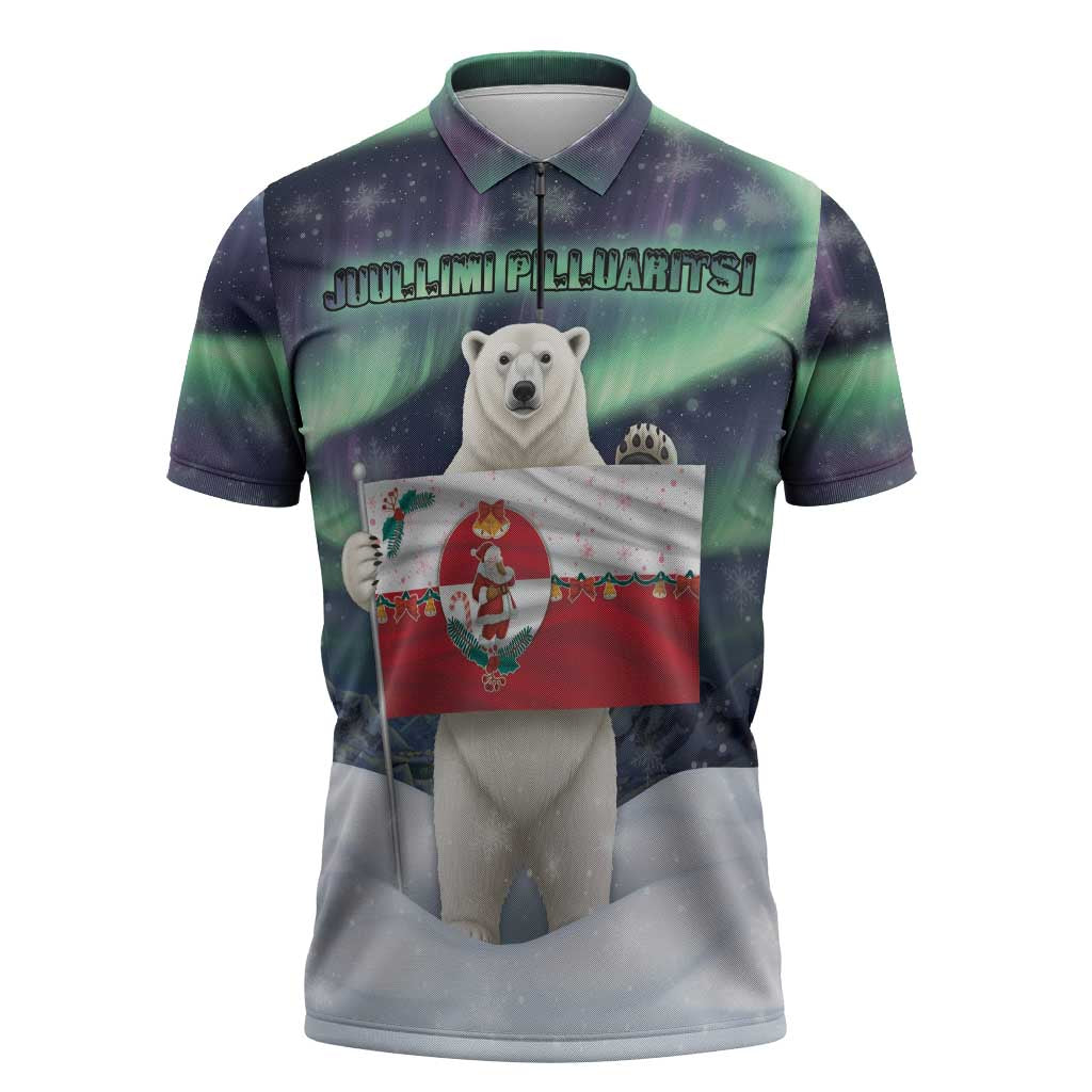 Greenland Christmas Zipper Polo Shirt Juullimi Pilluaritsi - Wonder Print Shop
