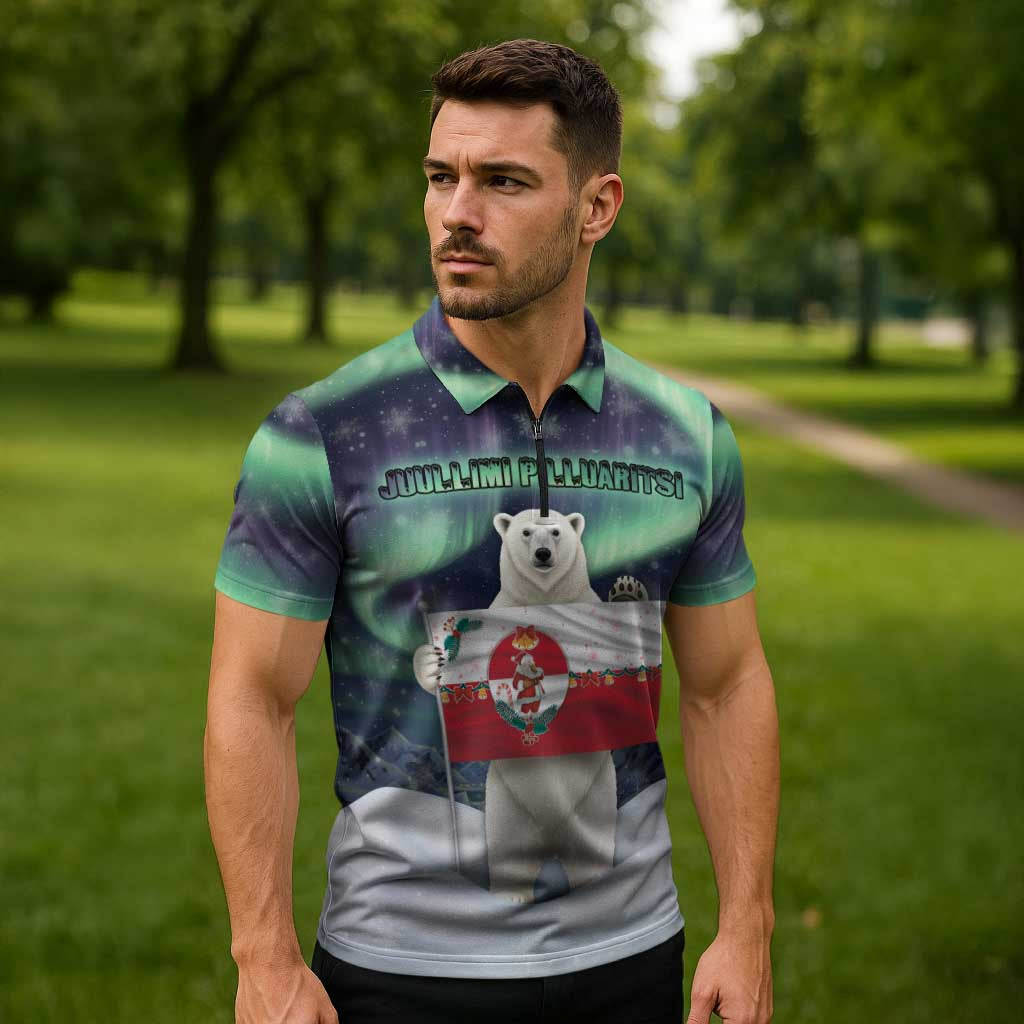 Greenland Christmas Zipper Polo Shirt Juullimi Pilluaritsi - Wonder Print Shop