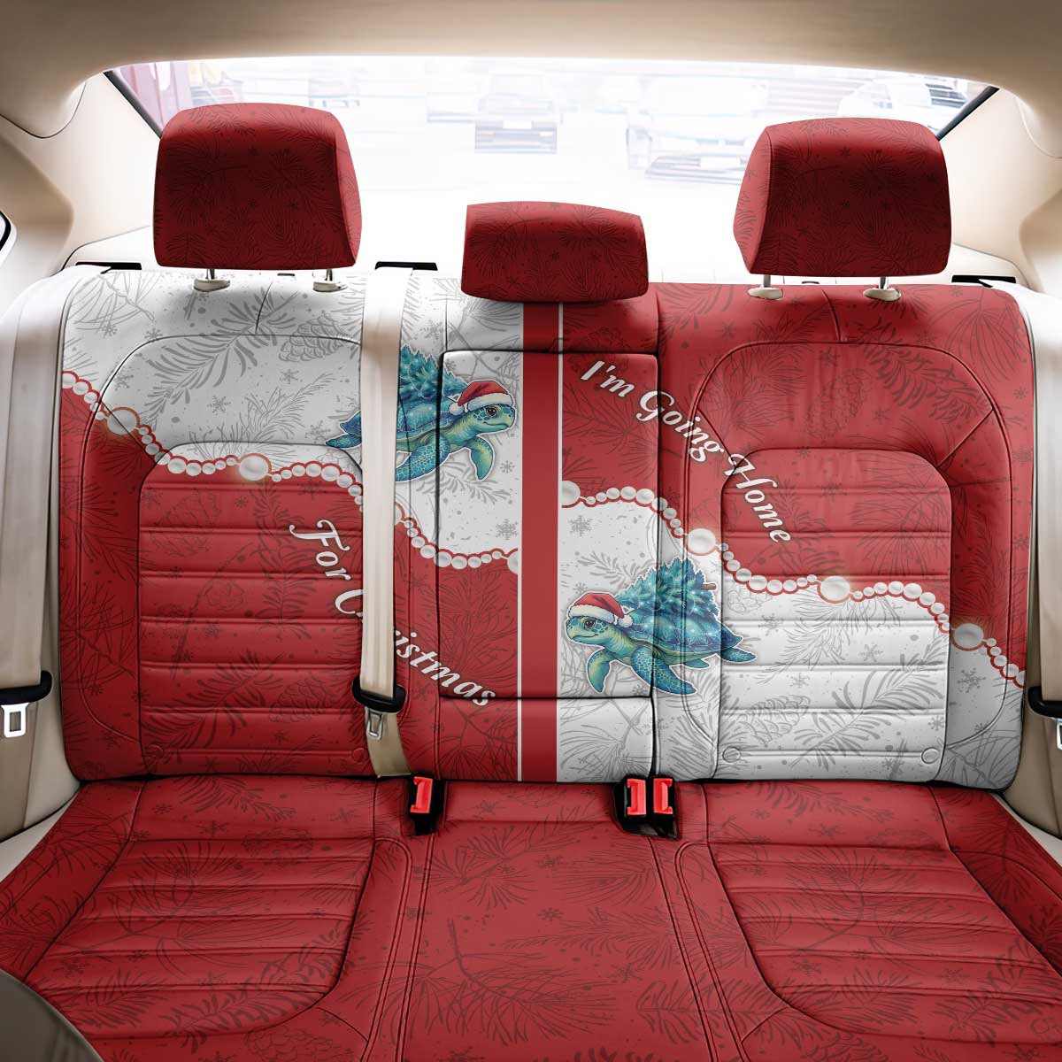 Western Yoke Back Car Seat Cover Turtle Going Home For Christmas - Wonder Print Shop