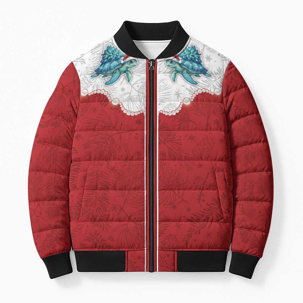 Western Yoke Bomber Puffer Jacket Turtle Going Home For Christmas - Wonder Print Shop
