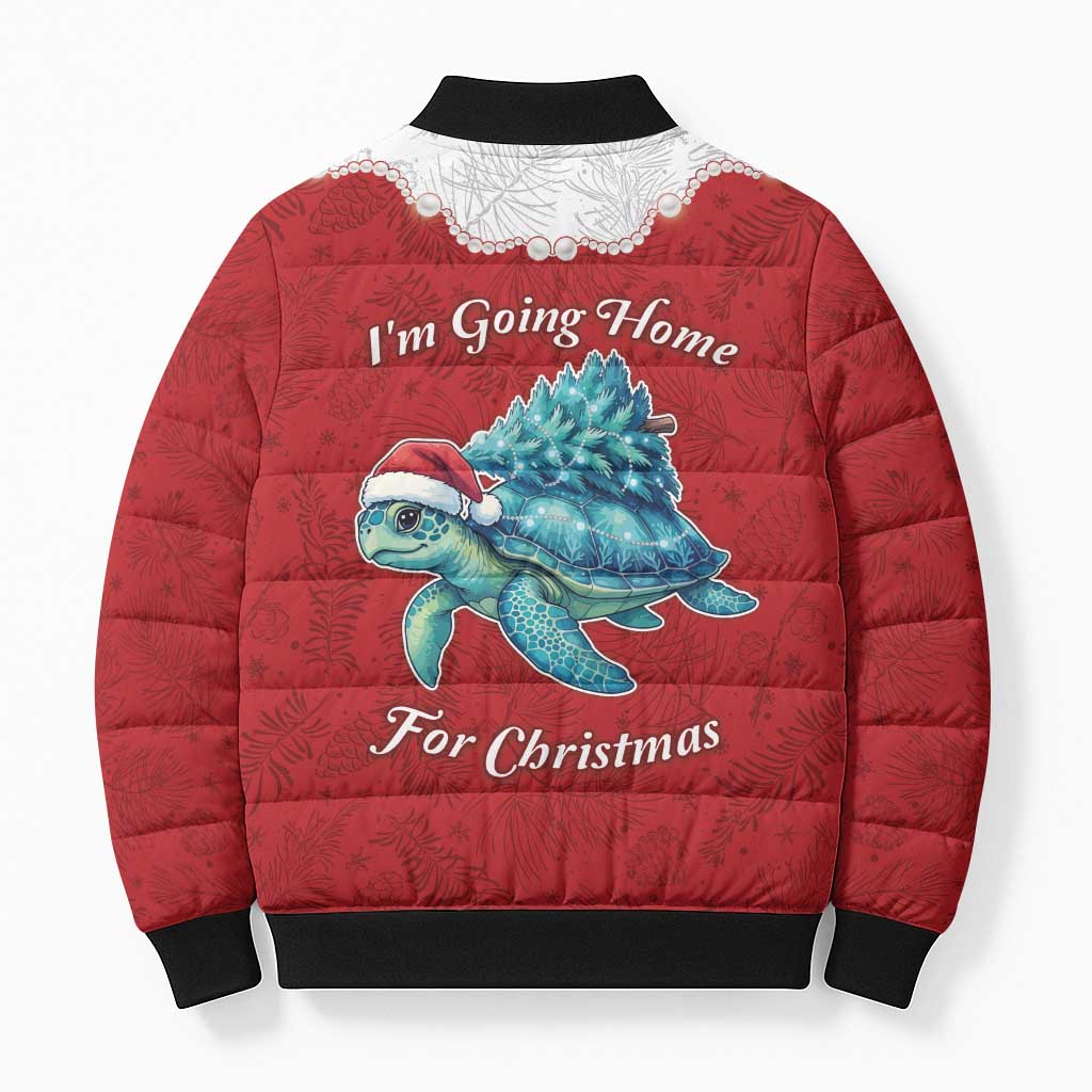 Western Yoke Bomber Puffer Jacket Turtle Going Home For Christmas - Wonder Print Shop