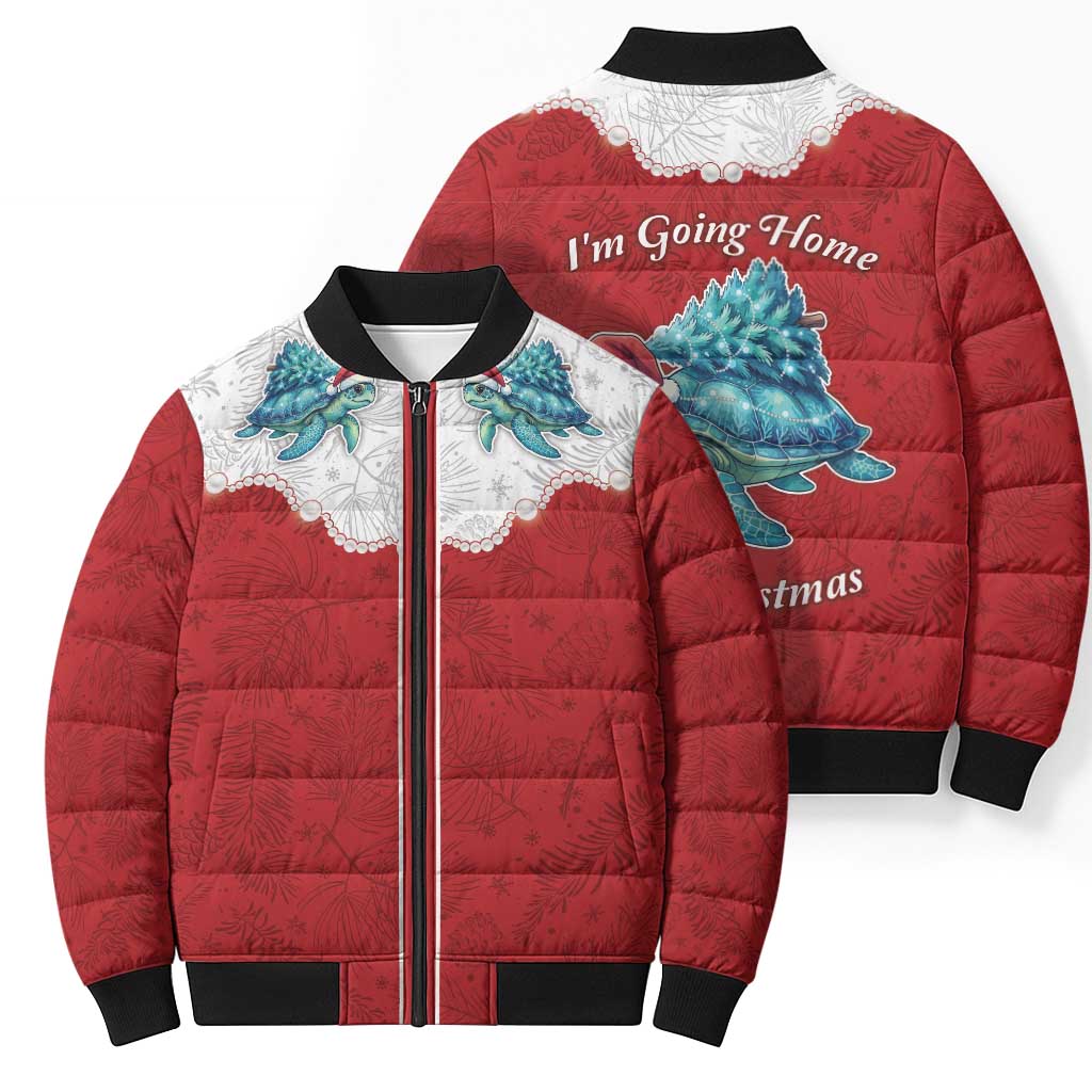 Western Yoke Bomber Puffer Jacket Turtle Going Home For Christmas - Wonder Print Shop
