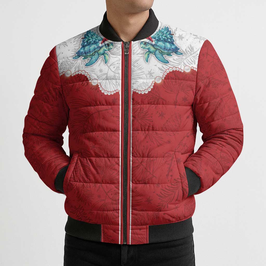 Western Yoke Bomber Puffer Jacket Turtle Going Home For Christmas - Wonder Print Shop