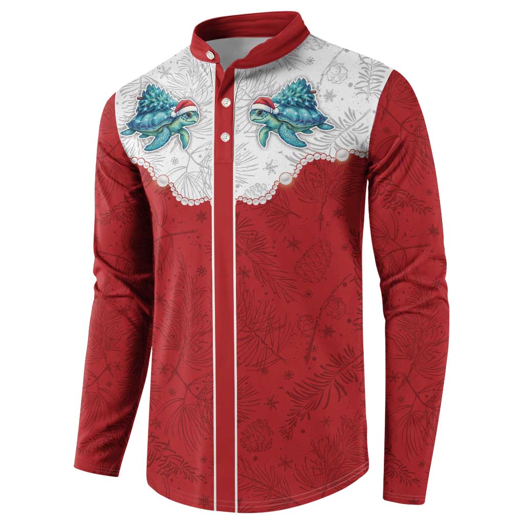 Western Yoke Button Sweatshirt Turtle Going Home For Christmas - Wonder Print Shop