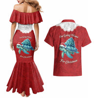 Western Yoke Couples Matching Mermaid Dress and Hawaiian Shirt Turtle Going Home For Christmas - Wonder Print Shop