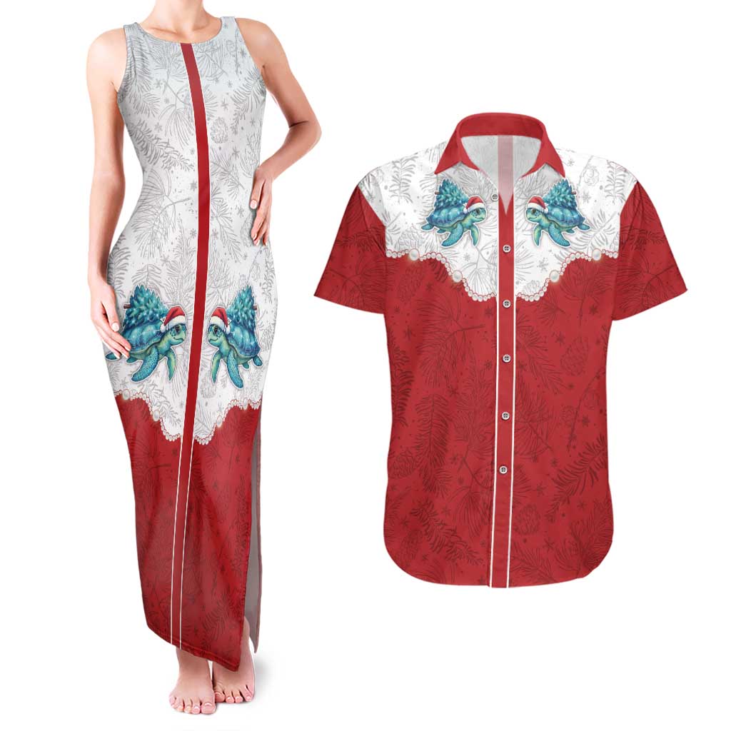 Western Yoke Couples Matching Tank Maxi Dress and Hawaiian Shirt Turtle Going Home For Christmas - Wonder Print Shop