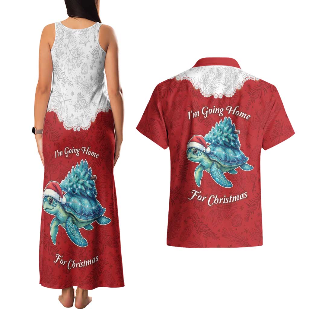 Western Yoke Couples Matching Tank Maxi Dress and Hawaiian Shirt Turtle Going Home For Christmas - Wonder Print Shop