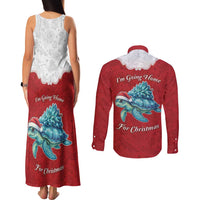 Western Yoke Couples Matching Tank Maxi Dress and Long Sleeve Button Shirt Turtle Going Home For Christmas - Wonder Print Shop